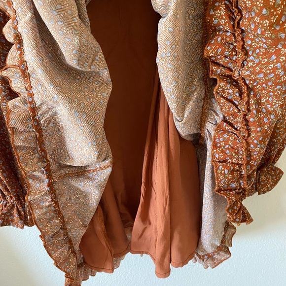 Lulu’s Orange Floral Ruffled Long Sleeve Dress - Picture 10 of 14